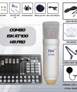 Bộ Mic Hát Livestream Soundcard H9 & Mic ISK AT100 Chất Lượng Cao, Âm Thanh Cực Kỳ Sống Động