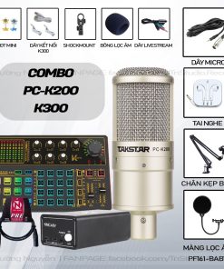 Combo Mic Livestream Thu Âm PC-K200, Soundcard K300