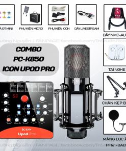 Combo Micro Livestream Thu Âm PC K850 Và SoundCard Icon Upod Pro
