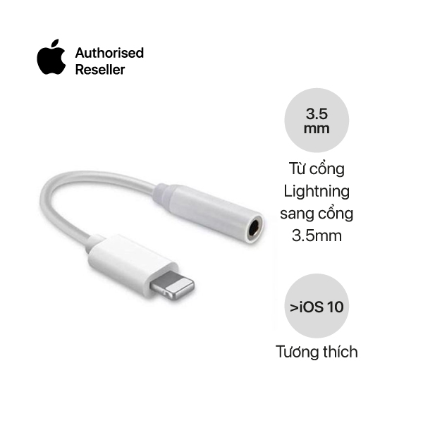 Dây cáp chuyển đổi Jack Lightning sang Jack 3.5mm Cho iPhone ( Loại zin có micro để live stream )