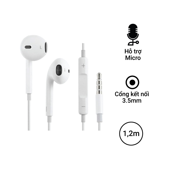 Tai Nghe Zin Iphone 6s Jack Cắm 3.5mm Zin Âm Bass Treb Trung Thực